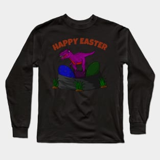Happy Easter Wished Cute Dinosaur Long Sleeve T-Shirt